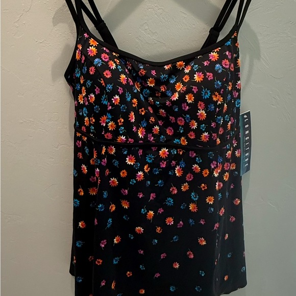 Longitude Other - Longitude Black one pice swimsuit with Colorful Floral Design